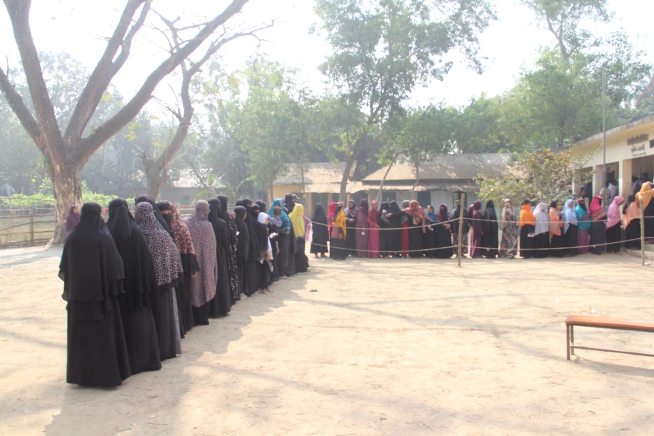All the women voters are very enthusiastic to cast their votes in Budhal Union.